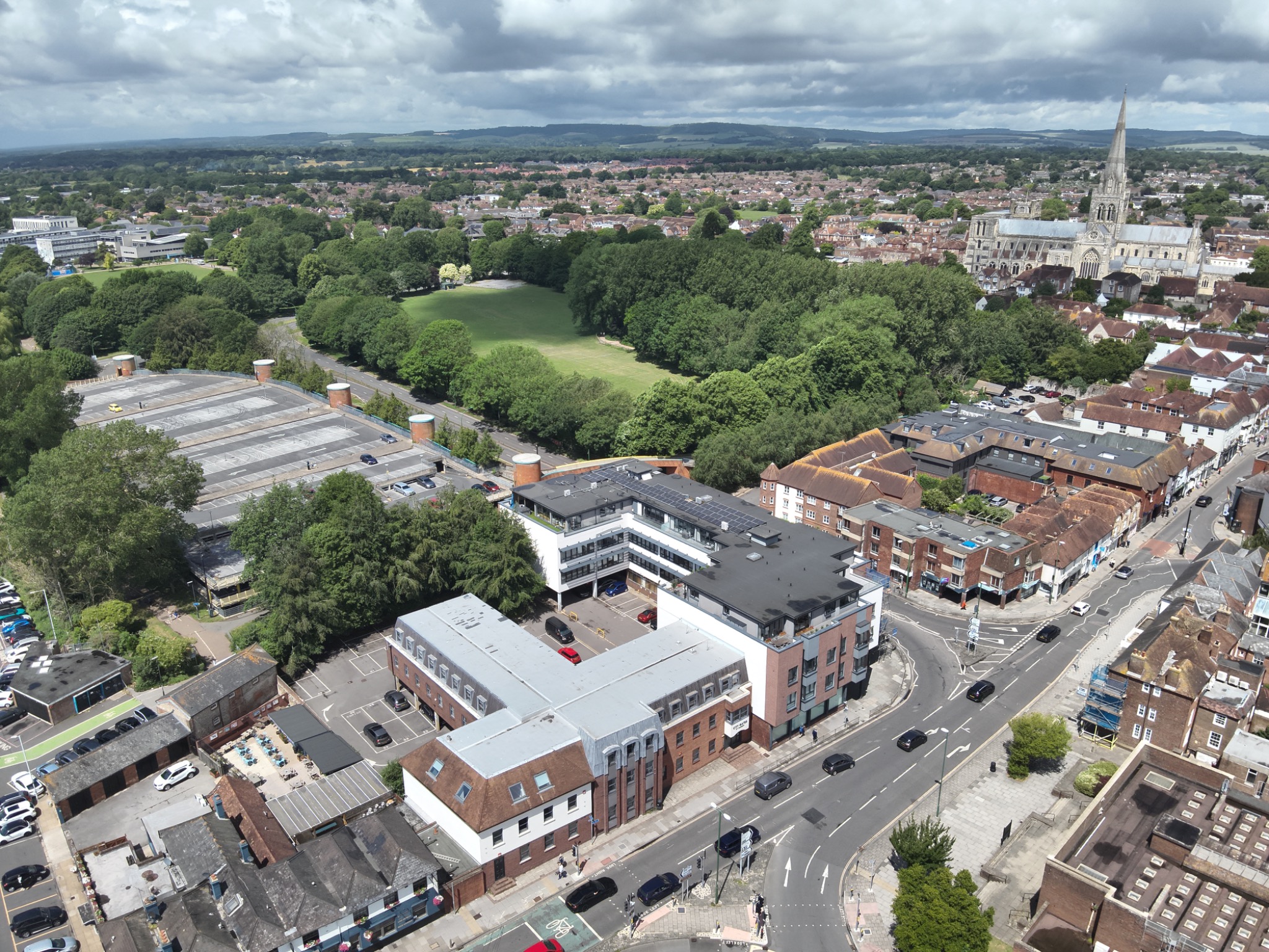 Aerial view of Citygates and central Chichester